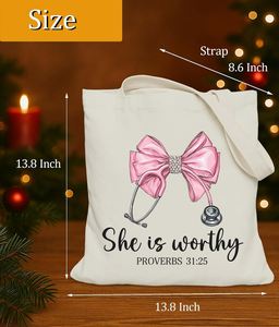 Sac fourre-tout esthétique pour cadeaux chrétiens, sac fourre-tout religieux pour l'étude de la Bible, taille moyenne avec poche intérieure - Product Image 6