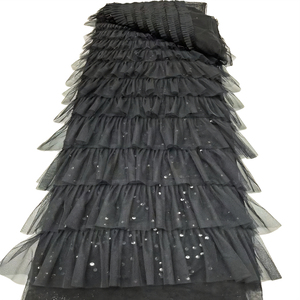 Nuova moda di alta qualità di lusso in pizzo <span class=keywords><strong>ricamato</strong></span> con paillettes e volant tessuto in <span class=keywords><strong>Tulle</strong></span> <span class=keywords><strong>per</strong></span> matrimonio abito da sposa - Product Image 4