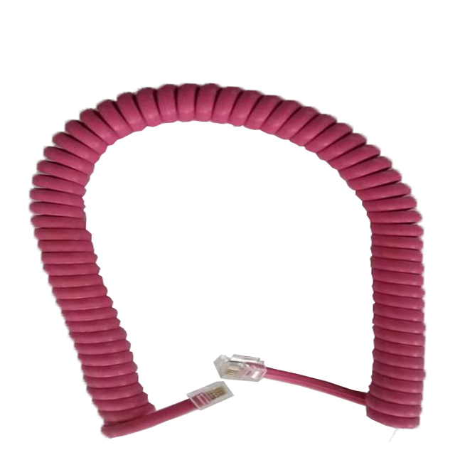 MICROLINK CAT3-UTP-P2 28AWG 4 Wire Bare Copper Cat3 4p4c RJ9 Spiral Telephone Cable Cord