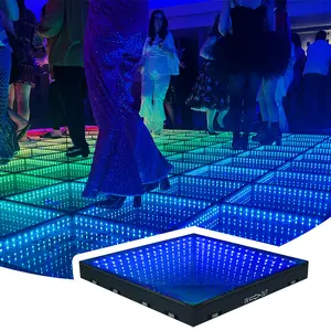 3D Infinity Mirror Magnetic Dance Floor Tiles Pista De Baile Portable White Led Dance Floor Lights For Wedding Party Event