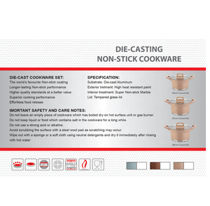 Ensemble de casseroles de haute qualité pour un usage domestique, sans PFOA, en <span class=keywords><strong>fonte</strong></span> <span class=keywords><strong>d</strong></span>'<span class=keywords><strong>aluminium</strong></span> de qualité supérieure, marbré, non toxique, antiadhésif - Product Image 4