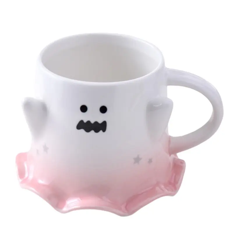 Kolu ile dekorasyon için YML sevimli hayalet cadılar bayramı seramik kahve kupa