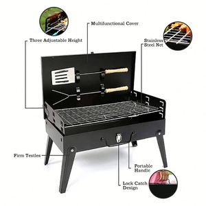 Ensemble pliable portable pour le camping familial, barbecue extérieur en acier inoxydable, barbecue au charbon de bois - Product Image 2