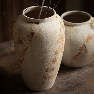 <span class=keywords><strong>Grand</strong></span> <span class=keywords><strong>vase</strong></span> en céramique rustique vieillie style Wabi-Sabi, nouveau style <span class=keywords><strong>chinois</strong></span>, pour table, entrée, meuble TV, arrangement floral - Product Image 3