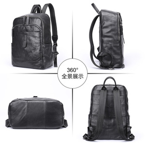 Mva Genuine Leather <b>Backpack</b> For Men 20L Solid Color Waterproof Business Casual Travel Laptop Bag - Product Image 4