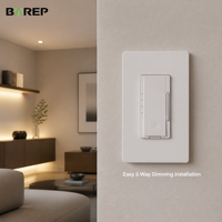 Interrupteur variateur 3 voies BAREP BAK-012C CETLus sans fil neutre 120V, compatible LED dimmable 300W et ampoules incandescentes 600W, homologué UL1472 pour la maison et le bureau