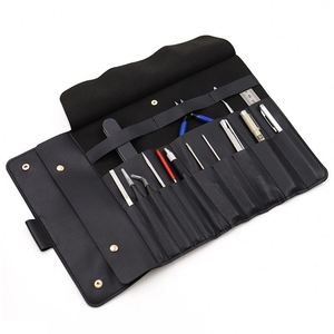 Makeup Brush Roll Bag Roll up Cosmetic Bag PU Leather Repair Tool Roll Bag PU Leather Foldable Makeup Brush Travel Organizer - Product Image 4