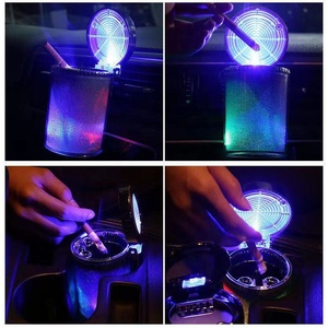 ที่เขี่ยบุหรี่ในรถยนต์พร้อมไฟ LED ฝาปิดกันอากาศรั่ว ที่วางแก้วอเนกประสงค์ในรถยนต์ ที่เขี่ยบุหรี่แบบติดช่องแอร์ ถังขยะในรถยนต์ ของตกแต่งภายในรถยนต์ - Product Image 6