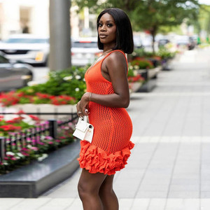 Abito con volant a maglia - Product Image 1