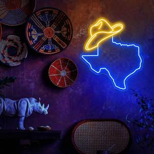 Letrero Luminoso LED de Neón Estilo Vaquero de Texas, Decoración de Pared con Diseño de Estrella Solitaria para Dormitorio - Product Image 2