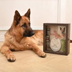 Cornice Moderna in Legno per Foto Commemorativa <span class=keywords><strong>di</strong></span> Animali Domestici, da Appendere a Parete, con Porta Collare e Tampone per Impronte <span class=keywords><strong>di</strong></span> Zampe, per Soggiorno - Product Image 5