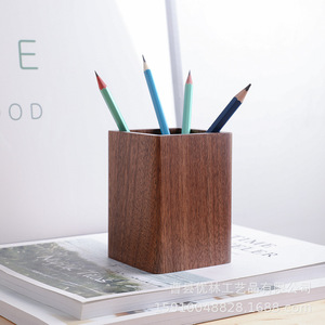Porte-stylos carré en bois de hêtre avec jointure à mortaise et tenon, organisateur de bureau, rangement pour fournitures de bureau - Product Image 2