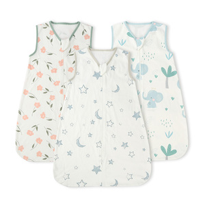 Sacco per dormire per bambini coperta da indossare sacchi a pelo per bambini all'ingrosso 0.5 Tog 100% cotone stampato senza maniche con cerniera per neonati - Product Image 2