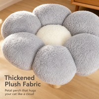 Arbre à chat en bois pour chats d'intérieur, 3 niveaux, griffoir en sisal, tronc en bois massif, perchoir en peluche grise en forme de pétale