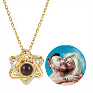Collana con Proiezione a Stella Esagonale Placcata in Oro Rosa con Zirconi, <span class=keywords><strong>Ciondolo</strong></span> a Cuore Personalizzato con Foto, Regalo Romantico - Product Image 5