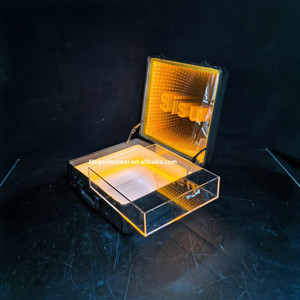 Biểu Tượng Tùy Chỉnh LED Thắp Sáng Gương Thịt Bò Vali Thịt Tàu Sân Bay Hộp Bít Tết Kính Hiển Thị Trường Hợp Đối Với Miami Bãi Biển Steakhouse - Product Image 3