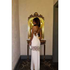 Robe longue blanche en tulle, brodée de sequins et de pois, simple, disponible du XS au XL, coupe cœur, idéale pour soirée formelle ou demoiselle d'honneur - Product Image 2