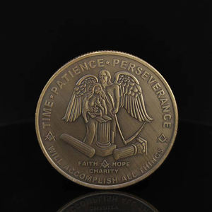 Insignia de Metal masónica de diseño libre personalizado, moneda de colección de oro estampada - Product Image 3