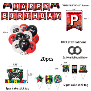 Juego de decoración de fiesta inspirada en videojuegos con juego en letras, globos impresos de 12 pulgadas, adornos para pasteles para eventos de cumpleaños de niño Nerdy - Product Image 2