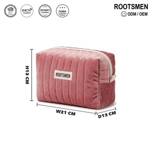 Bolsa de Terciopelo Grande de 21 cm, Color Rosa Empolvado, Bolsa de Aseo Acolchada de Terciopelo, Estuche de Maquillaje con Cierre, Logotipo Personalizado OEM - Product Image 5