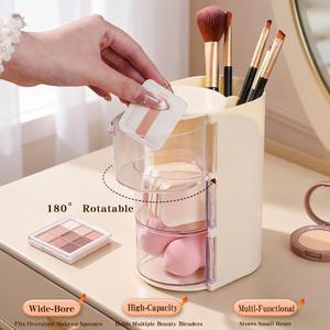 Three-Compartment Makeup Organizer Featuring Adorable Bow-Knot Design Spacious <b>Storage</b> <b>Box</b> for Storing Swabs And Powder Puffs - Product Image 6