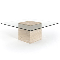 Table de centre en verre cube en travertin Table basse en marbre