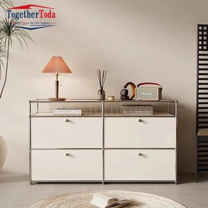 Modern Durable Metal Frames 1.2 Thick <b>Stainless</b> <b>Steel</b> Tube Modular Cabinet <b>Table</b> with Vibrant Color Options - Product Image 6