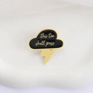 Este también pasará amor esmalte Pin nube oscura relámpago citas inspiradoras broche mochila solapa insignia joyería regalo al por mayor - Product Image 4