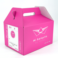 Caja de Regalo Rosada con Asa, Impresa a Color Personalizada, Empaque de Cartón para Pastel, Cupcake, Fiesta, Boda, Cumpleaños