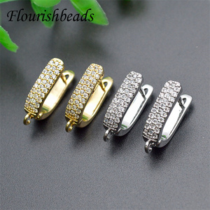 Crochets de boucles d'oreilles en forme de U, plaqués or 18 carats et rhodium, anti-<span class=keywords><strong>rouille</strong></span>, avec pavé de zirconium cubique, pour la fabrication de bijoux féminins tendance - Vente chaude - Product Image 1