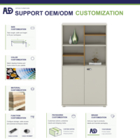 Armoire de bureau minimaliste haute, étagères ouvertes + placard de rangement verrouillable