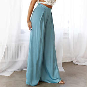 <span class=keywords><strong>Pantaloni</strong></span> Casual Casual da donna a vita alta <span class=keywords><strong>blu</strong></span> chiaro personalizzati <span class=keywords><strong>pantaloni</strong></span> larghi da donna - Product Image 4