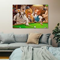 Chien jouant au billard peinture à l'huile photo affiche peinture décorative toile mur Art salon affiches chambre peinture