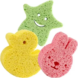 Éponges de bain pour enfants, nettoyant corporel exfoliant entièrement naturel, en pulpe de bois givrée, outils de gommage en cellulose pour bébé - Product Image 1