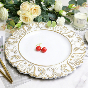 Vassoio Vintage Fatto a Mano 13\" in PP Stile Nordico Durevole con Bordo Barocco Intagliato per Casa, Hotel, Ristorante, Matrimoni e Feste - Product Image 3