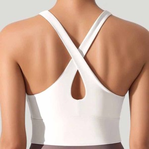 Top Deportivo Corto para Mujer, con Logotipo Personalizado OEM, Transpirable, Ligero, con <span class=keywords><strong>Tirantes</strong></span> Cruzados en la <span class=keywords><strong>Espalda</strong></span> y <span class=keywords><strong>Escote</strong></span> Redondo - Product Image 3