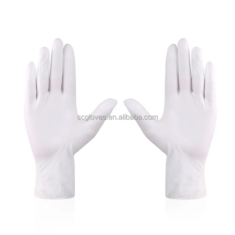 China Factory Powder Free Natural Latex Gloves Safety Working White Nitrile Gloves Guantes Quirurgico De Nitrilo