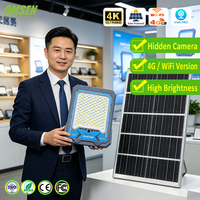 Lampu Sorot Tenaga Surya Aluminium dengan Kamera CCTV 4G WiFi Outdoor 600W 1000W IP66 Tahan Air Lampu LED Keamanan untuk Taman Parkir