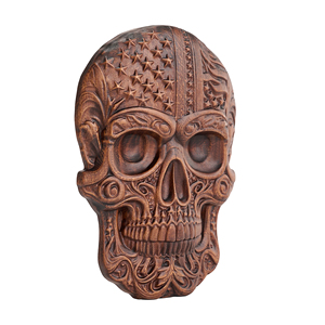 Placa de pared de madera con cabeza de esqueleto y bandera americana, decoración gótica en relieve, regalo patriótico para la sala de hombre, arte de pared rústico para bar o garaje - Product Image 3