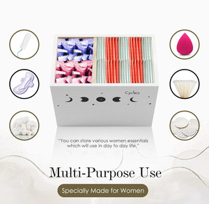 Boîte porte-<span class=keywords><strong>tampon</strong></span> en bois de bambou pour salle de bain stockage de serviettes hygiéniques coton tampons organisateur produit féminin étui - Product Image 5