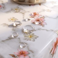 Nappe Imprimée en PVC Imperméable Dorée, Facile à Nettoyer, en Vinyle Transparent, Housse de Table pour la Maison, la Cuisine et les Restaurants