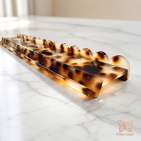 Supports de Mahjong en Acrylique Effet Écaille de Tortue Blonde avec Poussoirs Magnétiques, Supports de Tuiles Premium pour le Mahjong Américain
