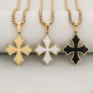 Collar con Colgante de Cruz Fleur De Lis de Acero Inoxidable, Amuleto Religioso Cristiano Multicolor, Regalo con Joyería Hip Hop Punk - Product Image 1