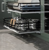 Meuble de rangement de cuisine chinois en acier inoxydable avec tiroir coulissant en fil métallique, design moderne, multifonctionnel et écologique