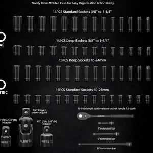 JUNTEC 1/2-Inch Metric <b>Impact</b> <b>Socket</b> Set 65-Piece With Ratchet And Adapter Industrial Grade - Product Image 2