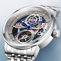 Montre homme personnalisée en gros Mark Fairwhale, montre mécanique automatique squelette en acier inoxydable ODM, montre-bracelet professionnelle FW-6036