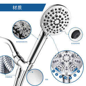 Cabezal de ducha con filtro de 7 funciones, con pulverizador, masaje, burbujas, lluvia, redondo, cromado, portátil, fácil de limpiar - Product Image 3
