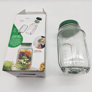 Pot à salade moderne et écologique en PP, portable, avec ouverture latérale intégrée <span class=keywords><strong>pour</strong></span> le dressing, en plastique PP, type Mason Jar, <span class=keywords><strong>pour</strong></span> utilisation en cuisine extérieure - Product Image 2