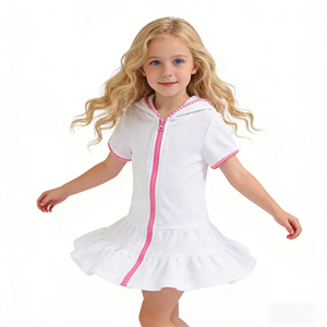 Copricostume da Bagno per Bambine in Spugna con Zip, Accappatoio da <span class=keywords><strong>Piscina</strong></span> e Spiaggia, Personalizzabile con Basso MOQ - Product Image 5