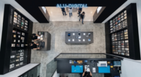 Vitrine d'exposition pour téléphones portables avec acier inoxydable et éclairage LED, présentoir de haute qualité pour magasin
